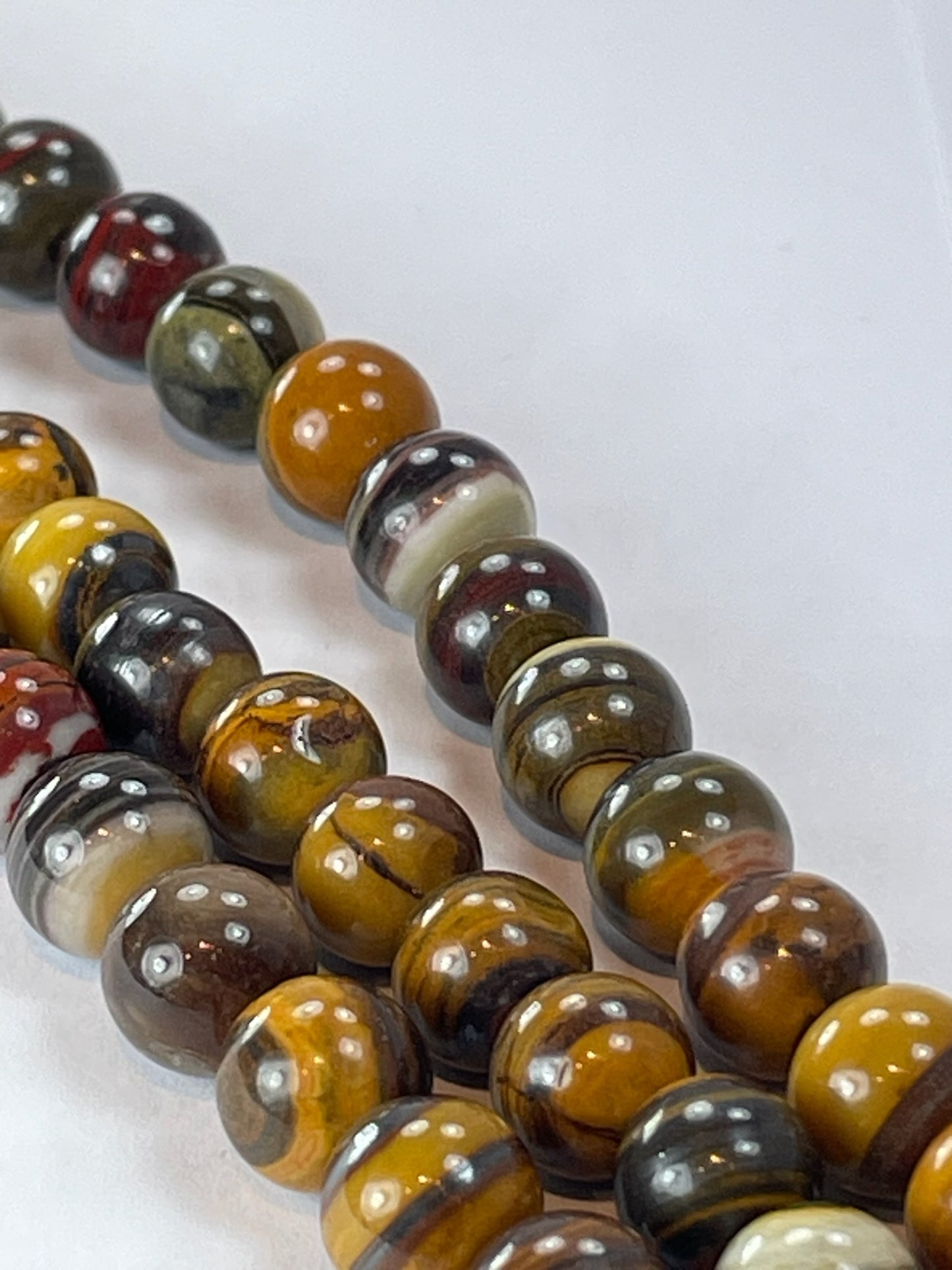 LH Iron Zebra Jasper, 8mm, 8" Strand