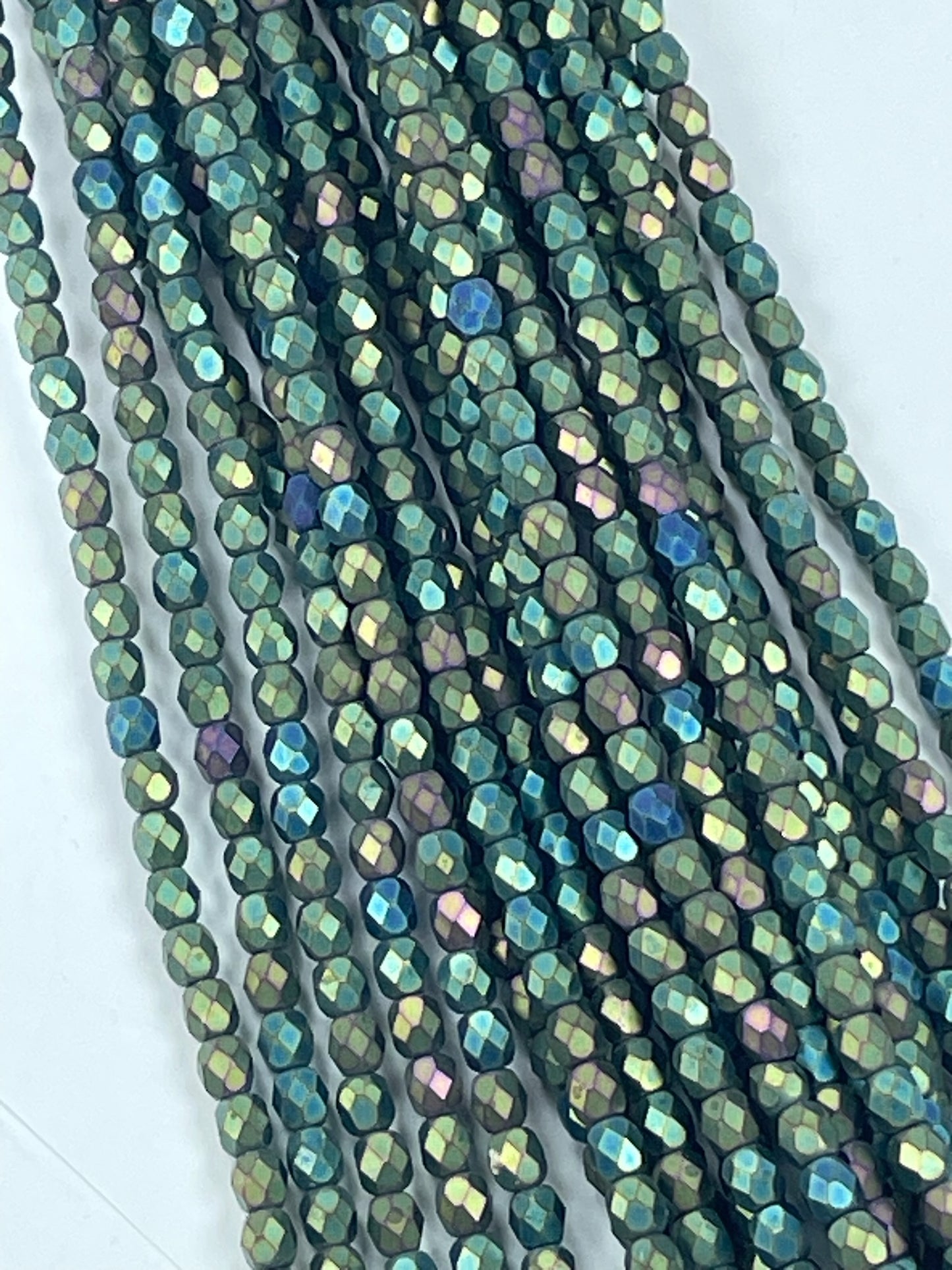 Czech FP Jet Matted Green 4mm 6" Strand