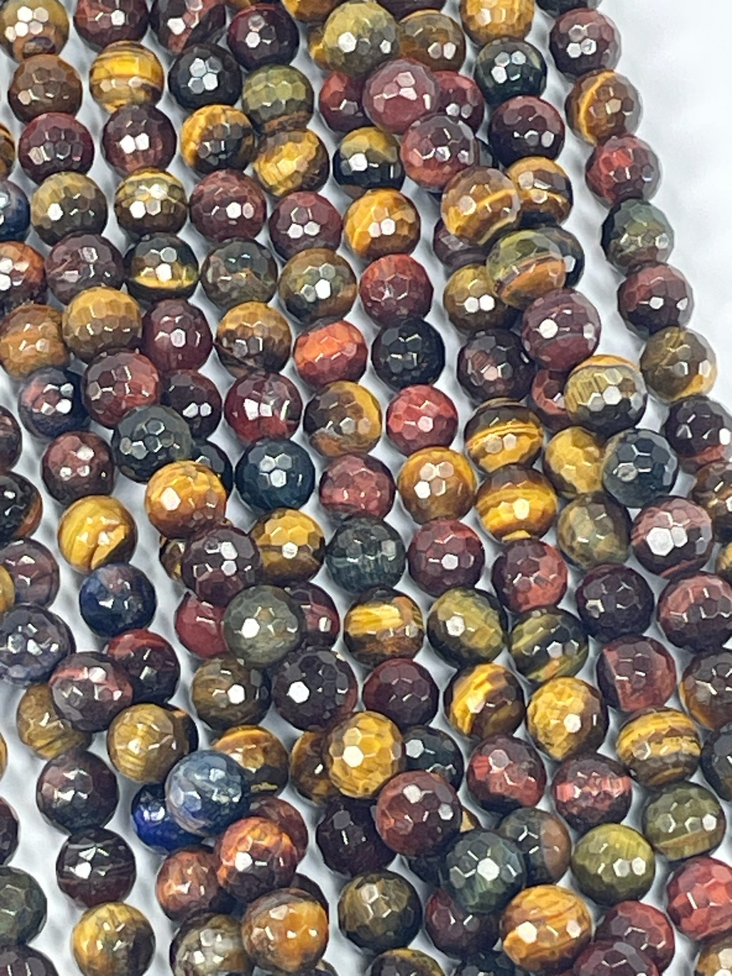 Multi Tiger Eye Fac, 8mm, 16" Strand