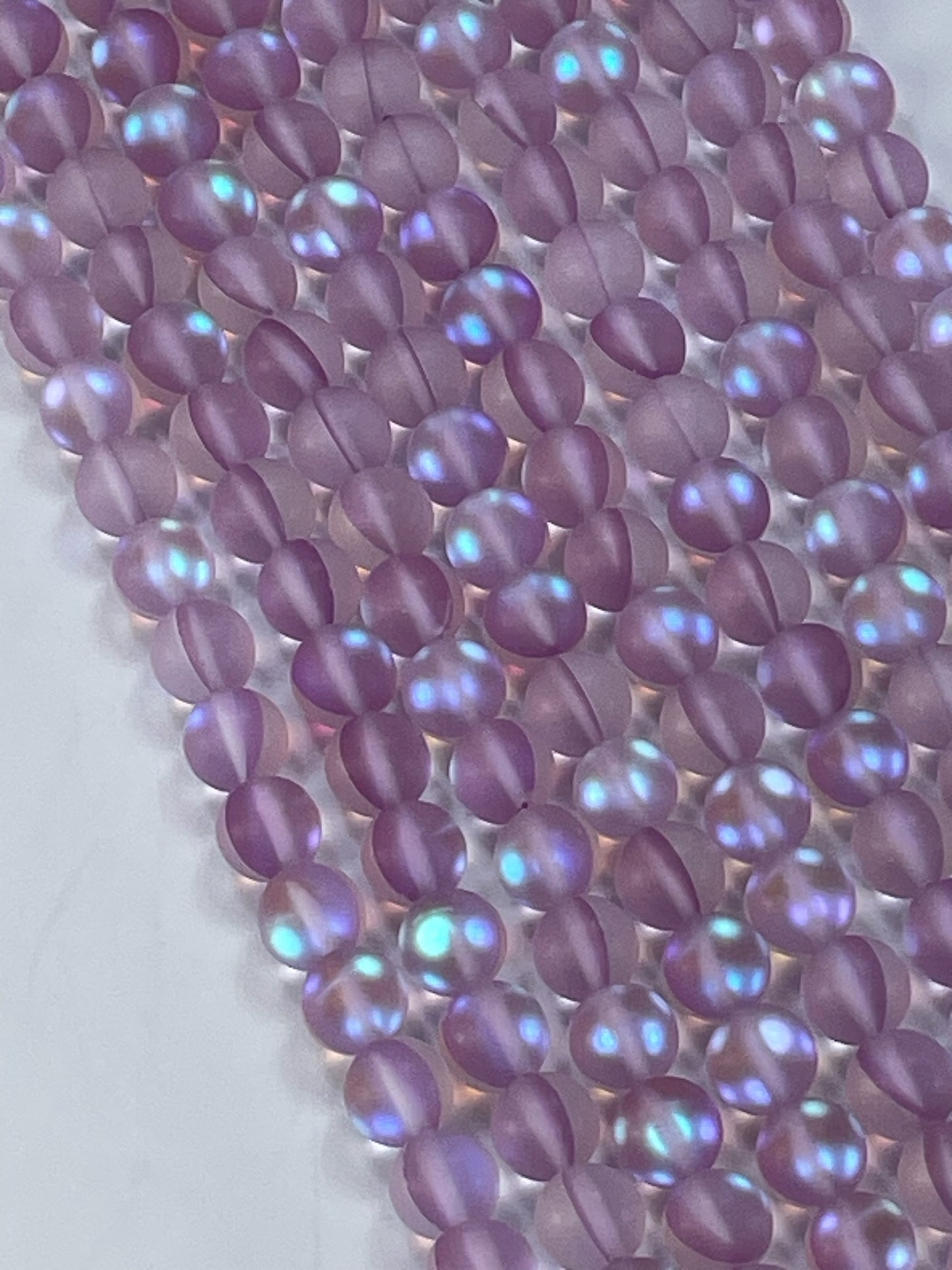 Matte Mermaid Glass Purple 8mm, 16" Strand