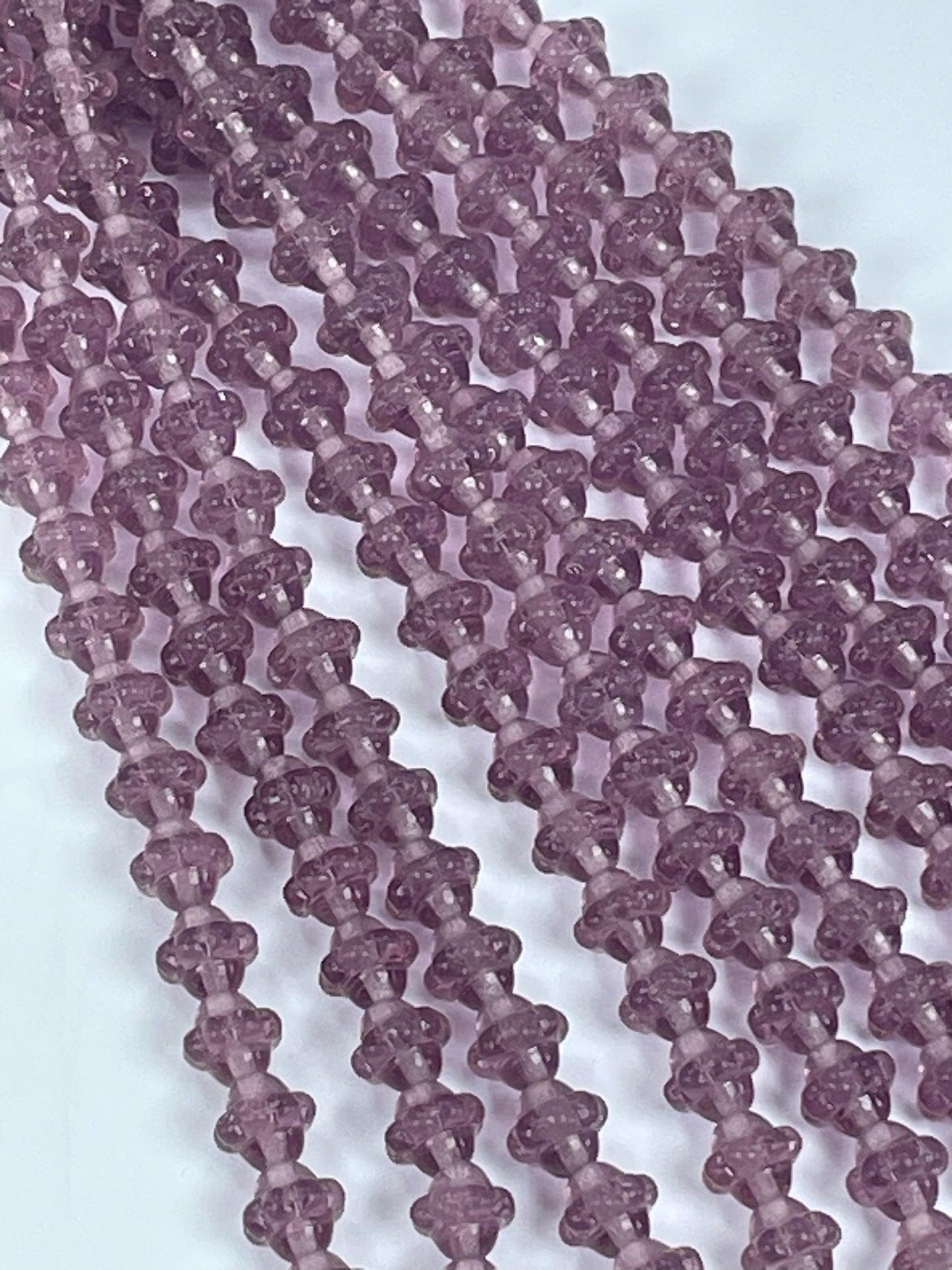 Czech FP Lt Amethyst Daisy, 8mm, 6"Strand