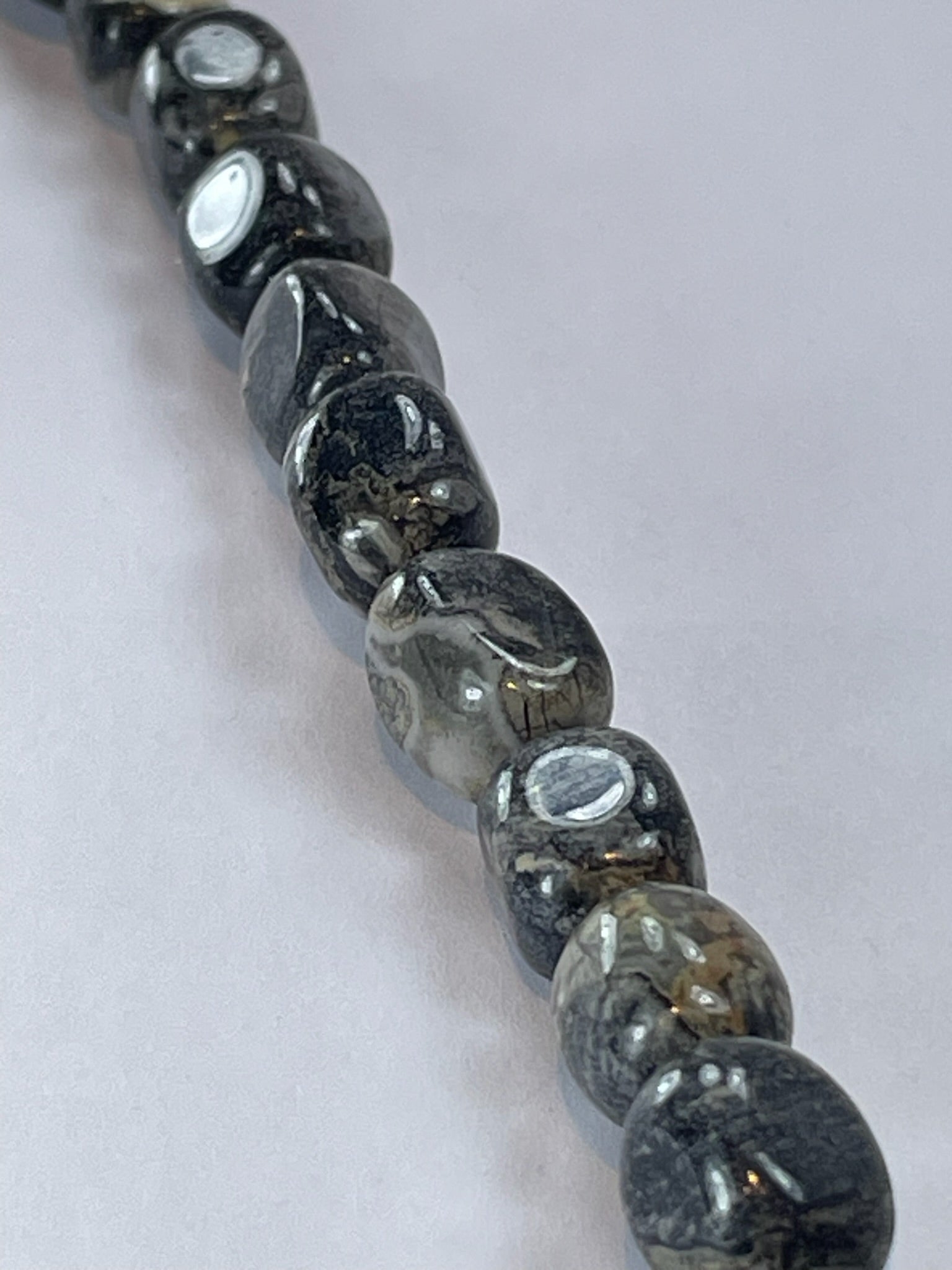 Black Silver Leaf Jasper Nugget, 8x10mm, 8