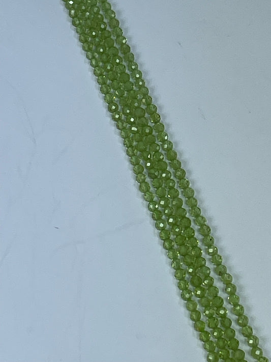 Peridot Faceted Round, 3mm, 16" Strand