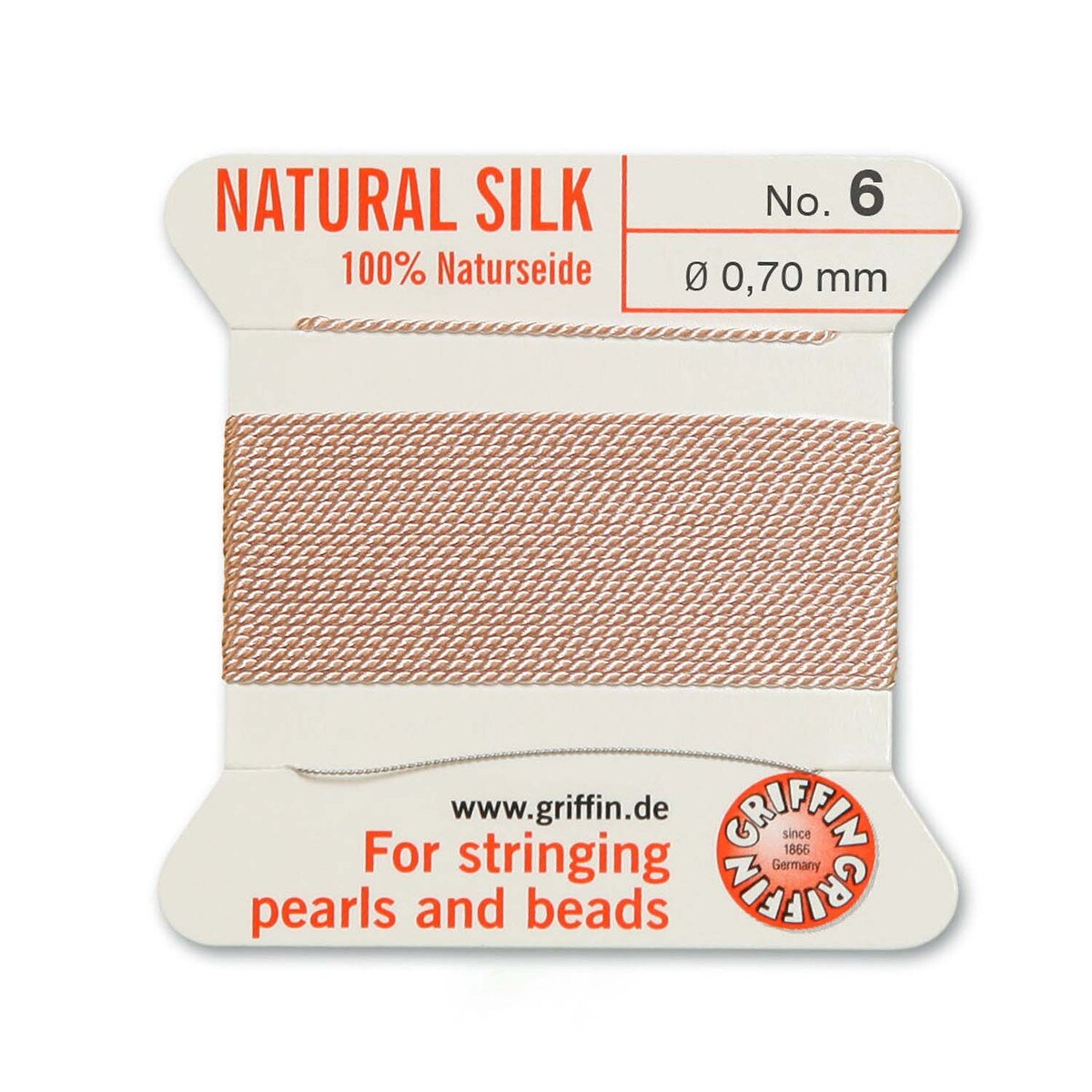 Silk Cord w/Needle - 6 Light Pink