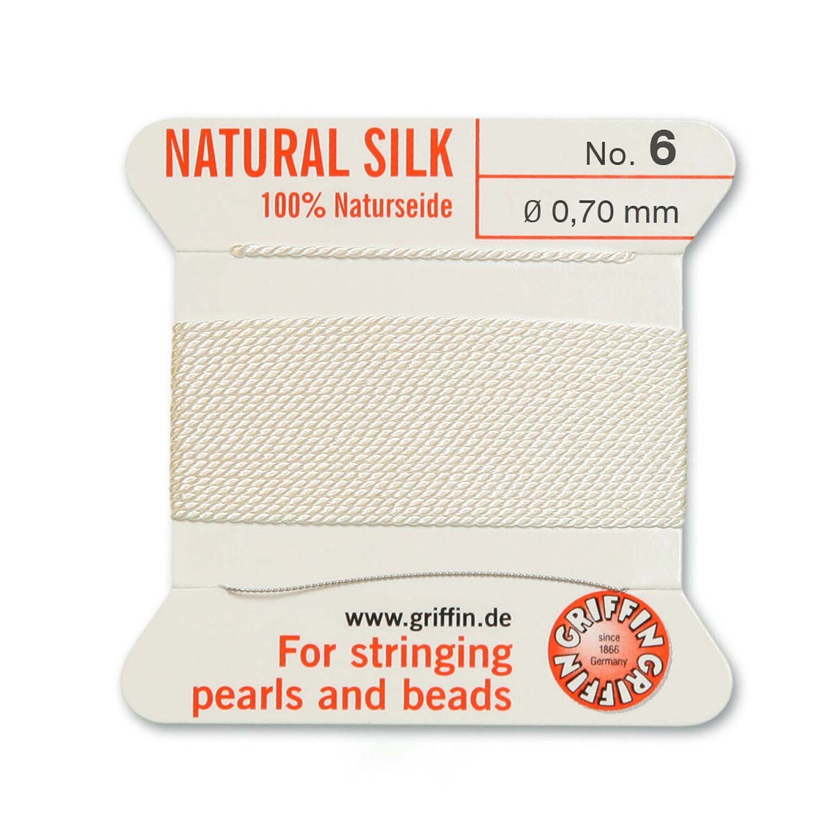 Silk Cord w/Needle - 6 White