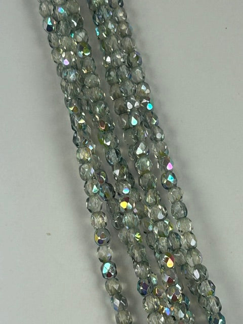 Czech FP Crystal Blue Rainbow, 4mm 8" Strand