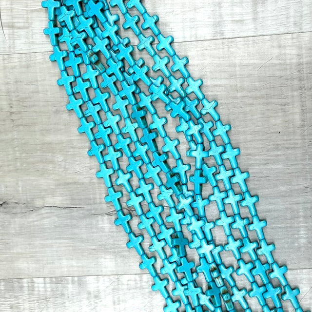 Turq. Magn Cross 15x20mm, 16" strand