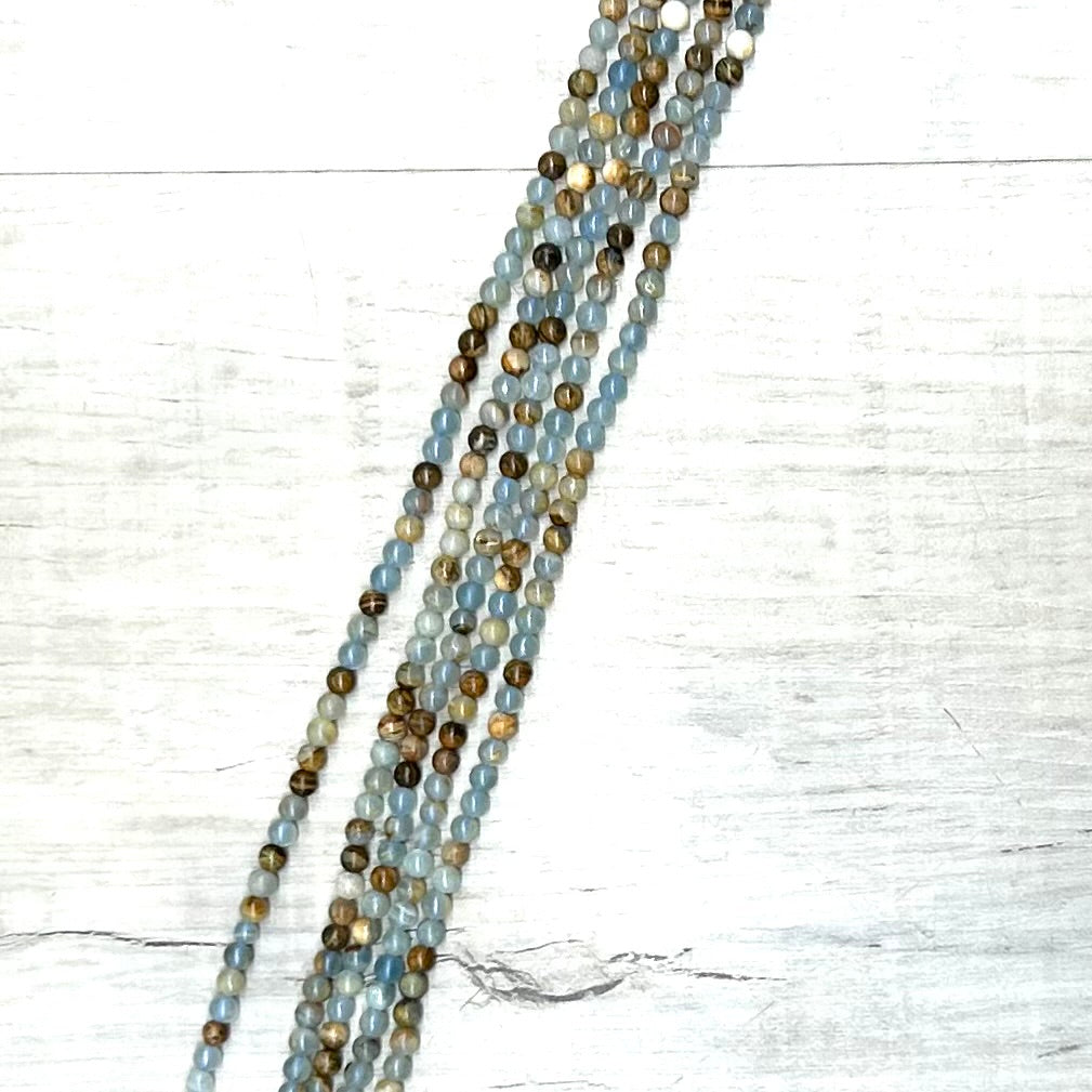 Natural Blue Calcite 4mm, 16" Strand