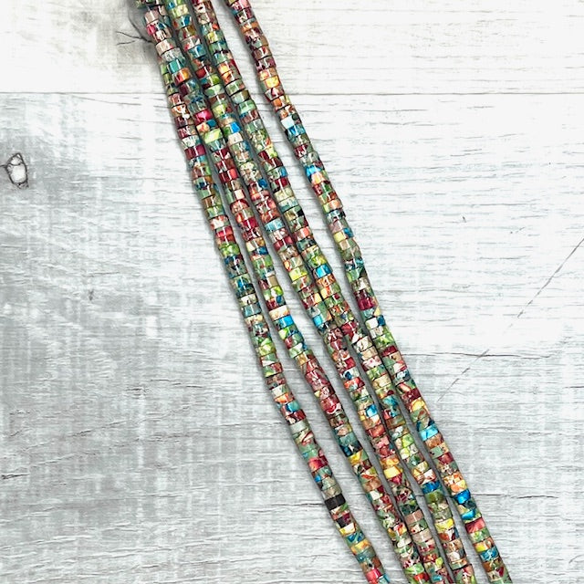 Mixed Imp Jasper Heishi 6x3mm, 16" Strand