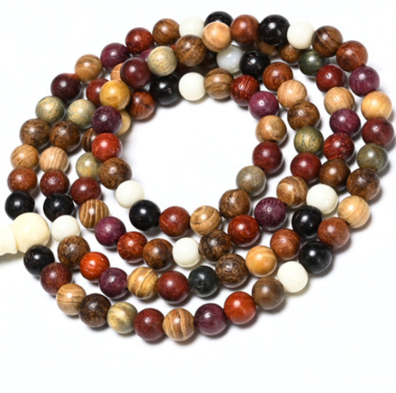 Wood Multicolor, 8mm, 108 beads