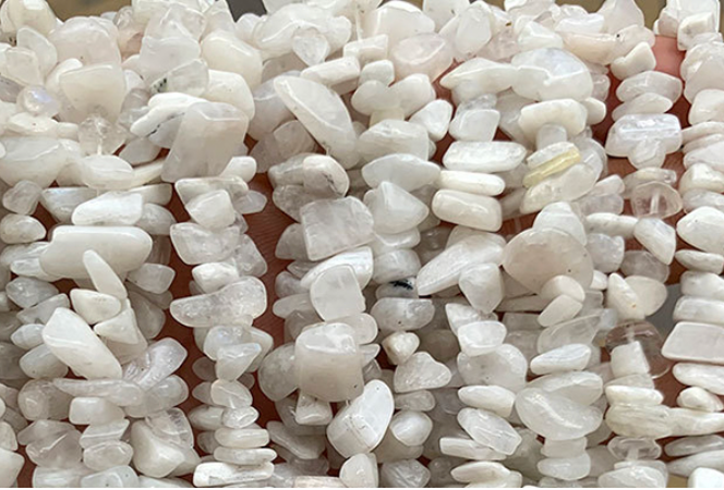 Blue Moonstone Chips, 5-8mm, 32" Strand
