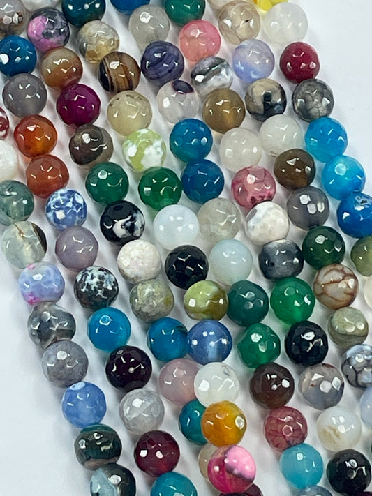 Fire Agate Mixed Fac 8mm, 16" Strand