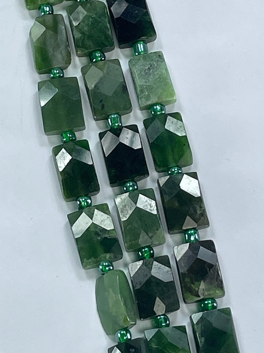 Fac Rectangle Green Jasper, 10x14mm, 16" Strand