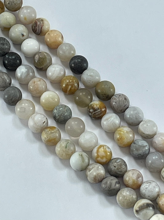 Bamboo Agate Matte, 8mm, 16" Strand