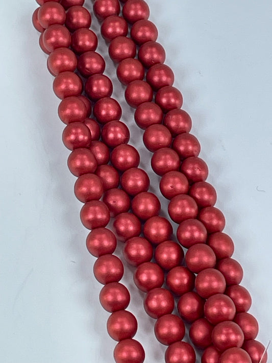 Czech White Lava Red, 8mm, 6" Strand