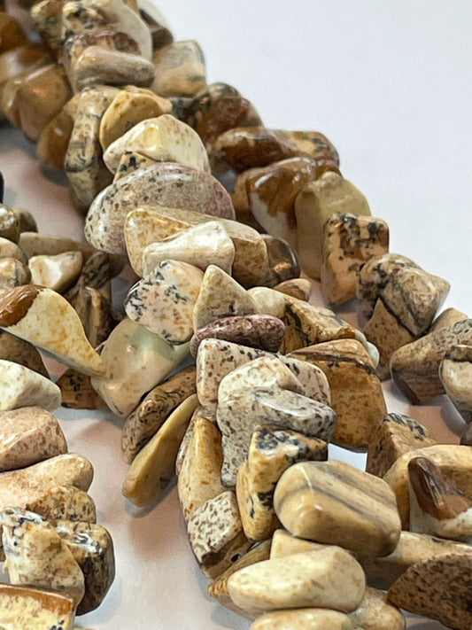 Picture Jasper Chips, 4-7mm, 32" Strand