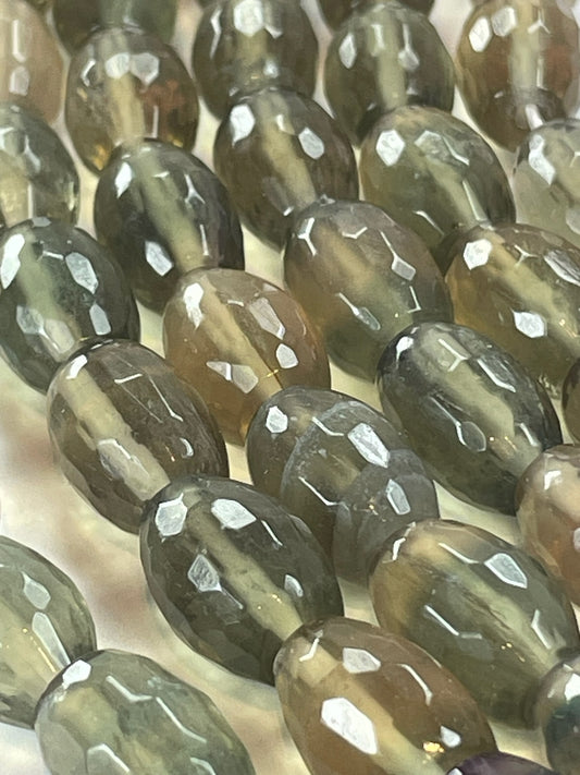 Fluorite Faceted Barrels, 10x14mm, 16" Strand