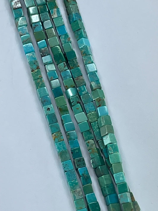 Elisa Blue Turquoise 4mm Cubes, 16" strand