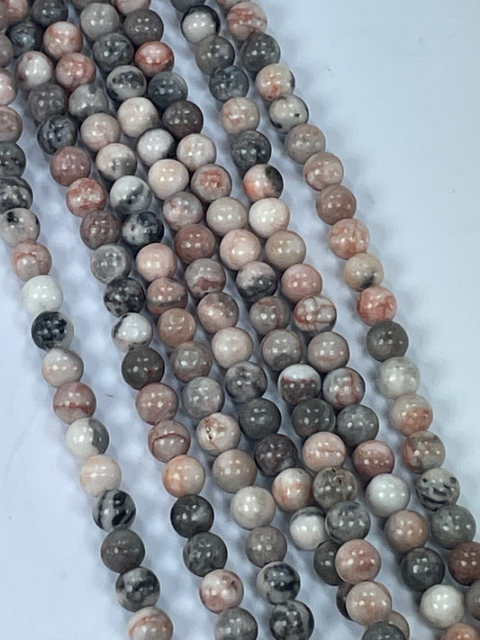 Pink Zebra Jasper 6mm, 16" Strand