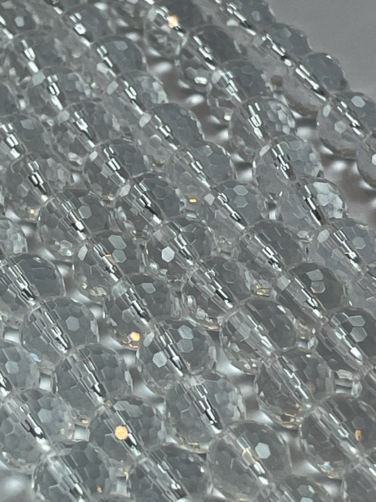 Crystal Quartz Faceted, 8mm, 16" Strand