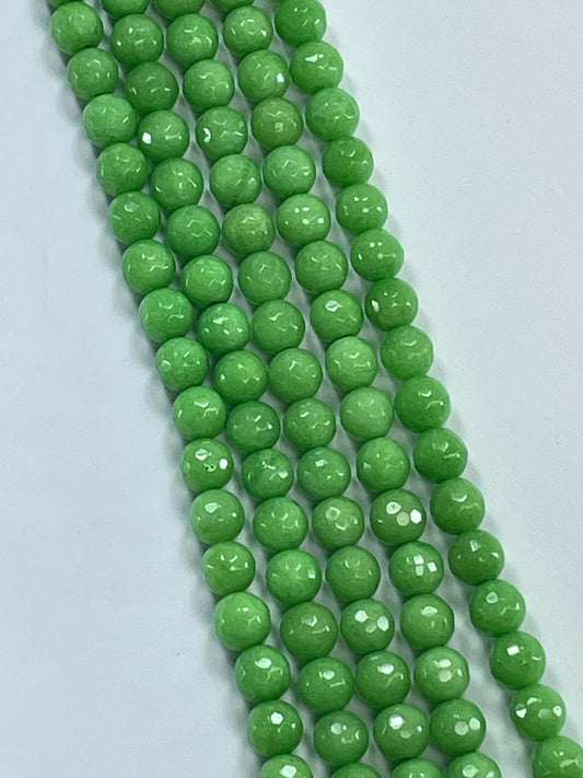 Dyed Fac Jade Round Mint, 6mm, 16" Strand