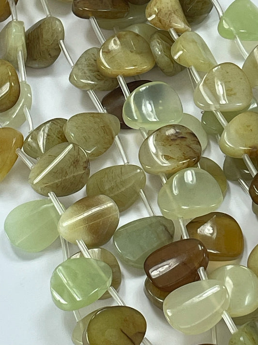 Colorful Jade Twisted Drops, 14mm, 16" Strand
