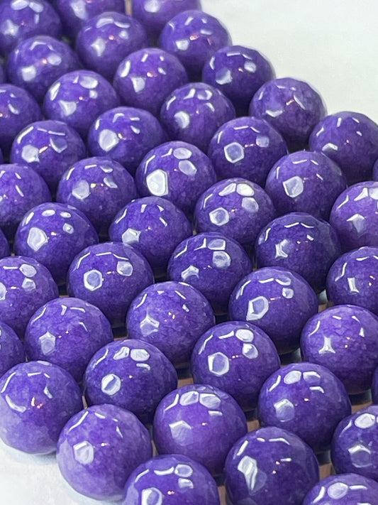 Dk Purple Candy Jade Faceted, 8mm, 16" Strand