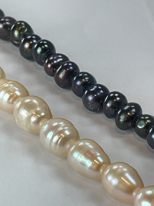 Large Hole Pearls, 8" Strand