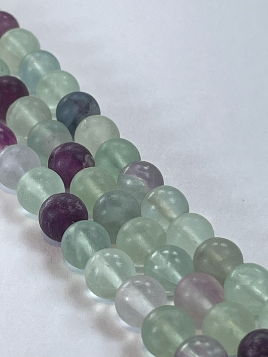Fluorite Matted, 6mm, 8" Strand