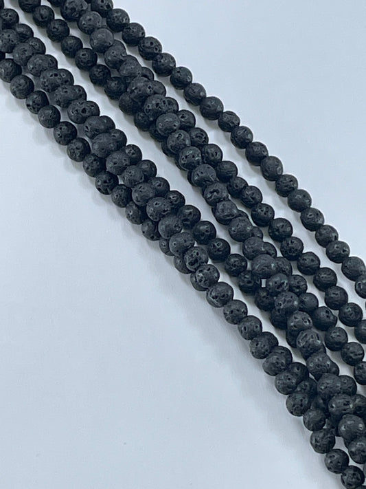 Black Lava Stone 4mm, 16" Strand