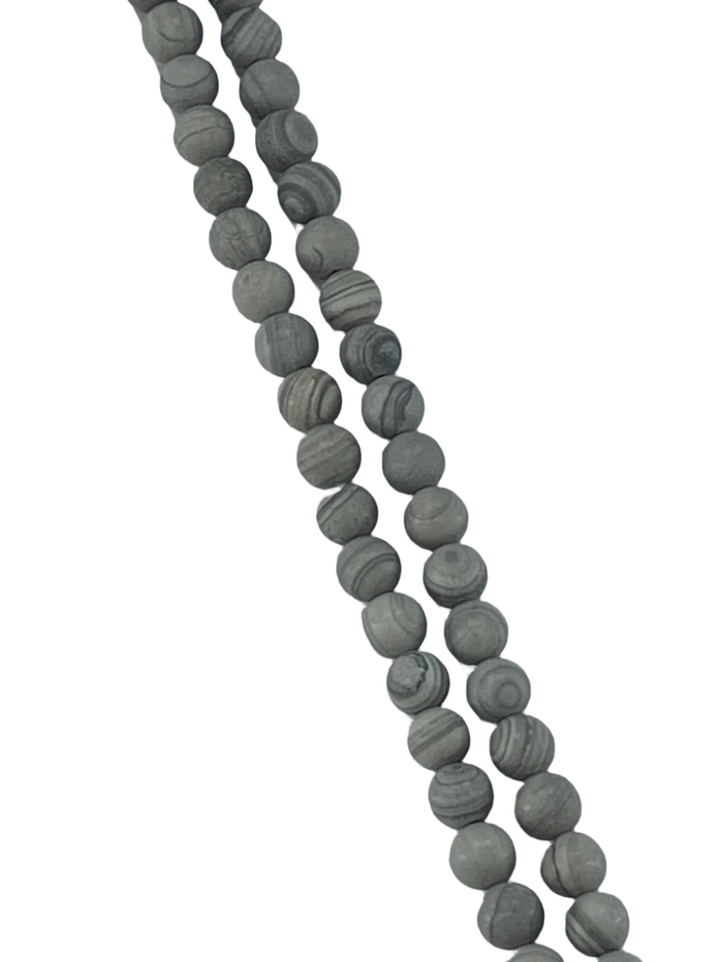 Grey Wood Jasper Matte 6mm, 16" Strand