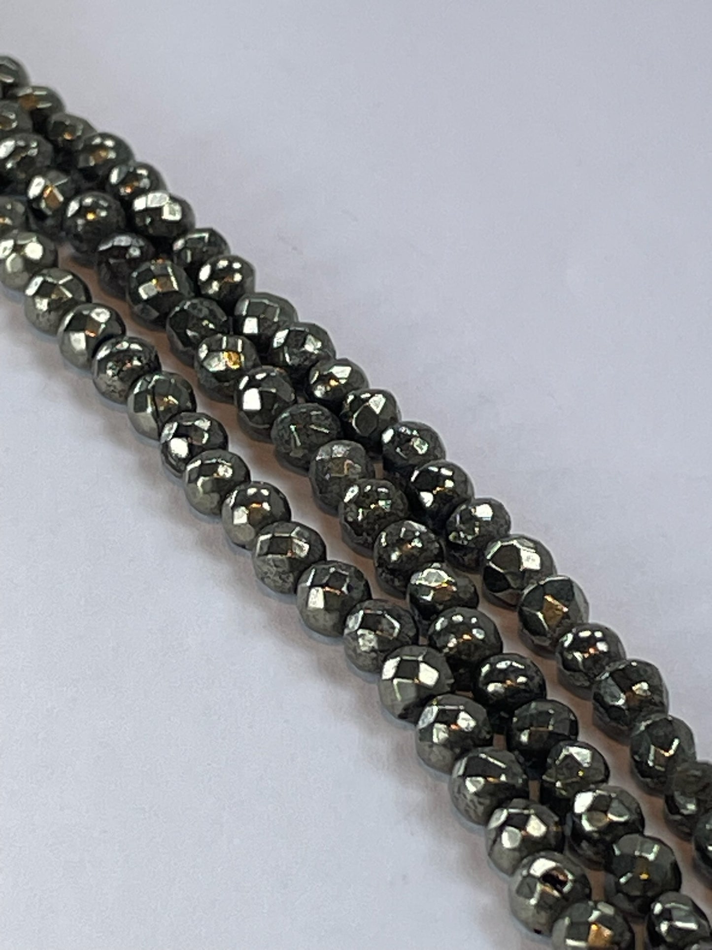Pyrite Faceted 4mm, 16" Strand
