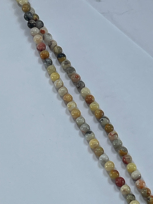 Crazy Lace Agate Round 4mm, 16" Strand