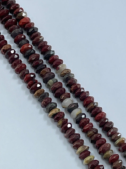 LH Apple Jasper Faceted Rond, 8mm, 8" Strand