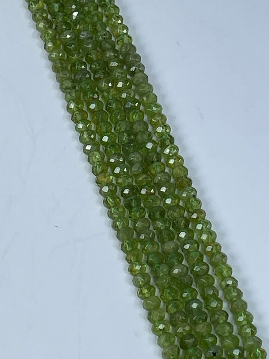 Peridot Faceted Rondelles, 4x2mm, 16" Strand
