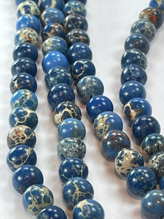 Blue Impression Stone, 6mm, 16" Strand