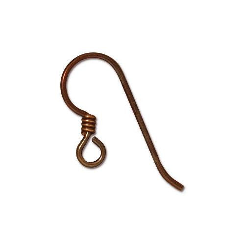 NB French Hook Copper Earwire with Coil, Per 4
