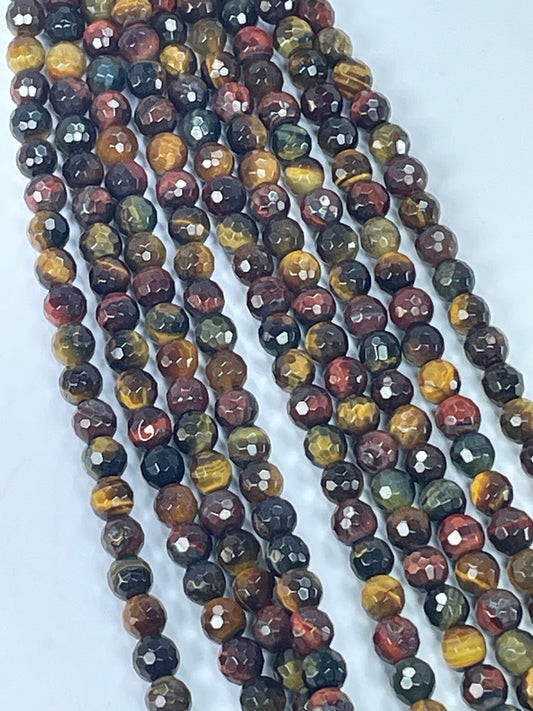 Multi Tiger Eye Fac, 6mm, 16" Strand