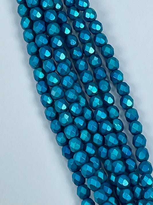 Czech FP Metallic Turquoise 6mm