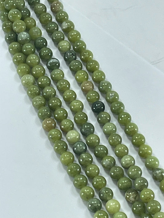 Celadonish Green Jade Round, 6mm, 16" Strand