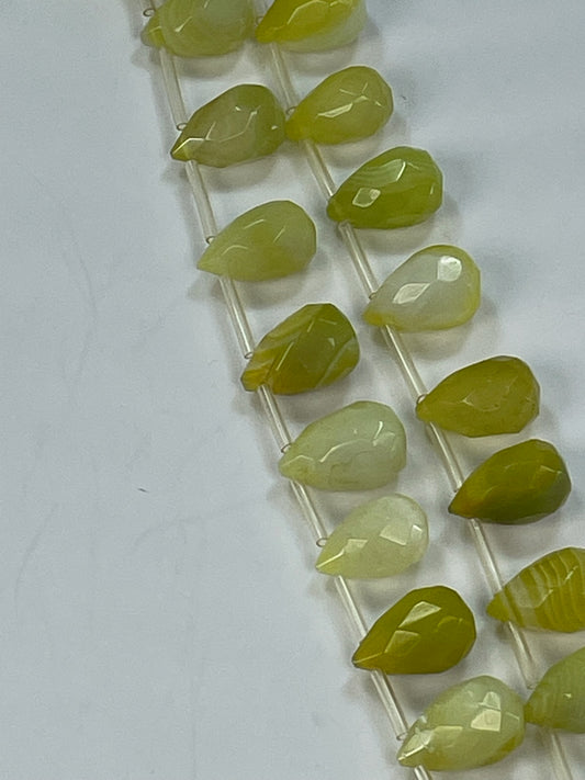Lemon Agate Faceted Briolette, 10x16mm, 16" Strand