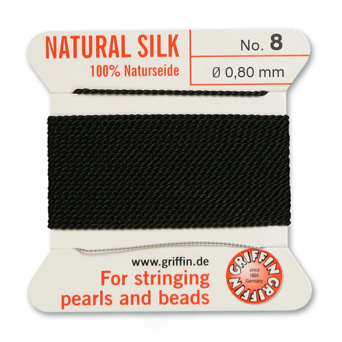 Silk Cord w/ Needle - 8 Black