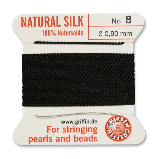 Silk Cord w/ Needle - 8 Black