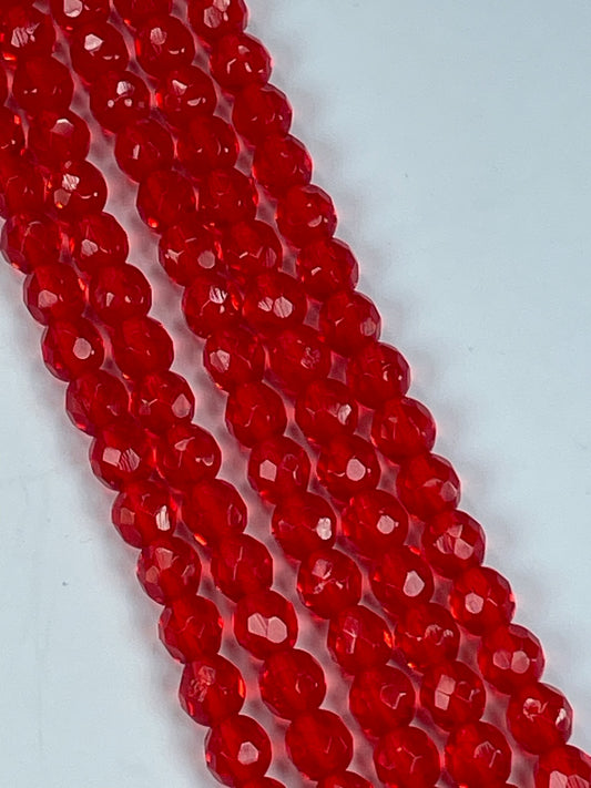 Czech Fac Round - Siam Ruby 8mm