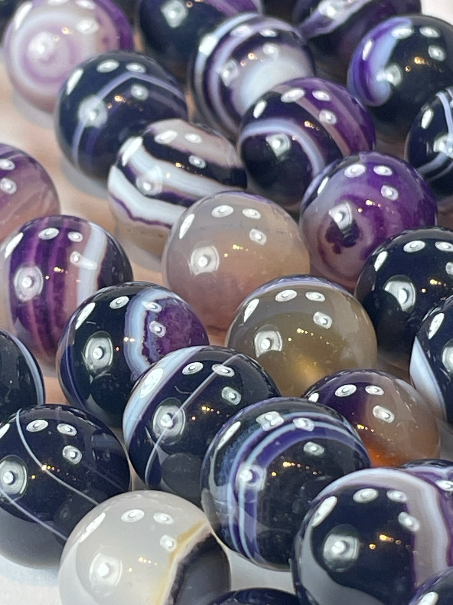 Purple Banded Agate, 12mm, 16" Strand