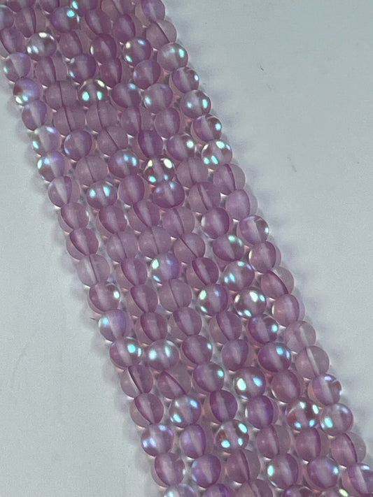 Matte Mermaid Glass Purple 6mm, 16" Strand