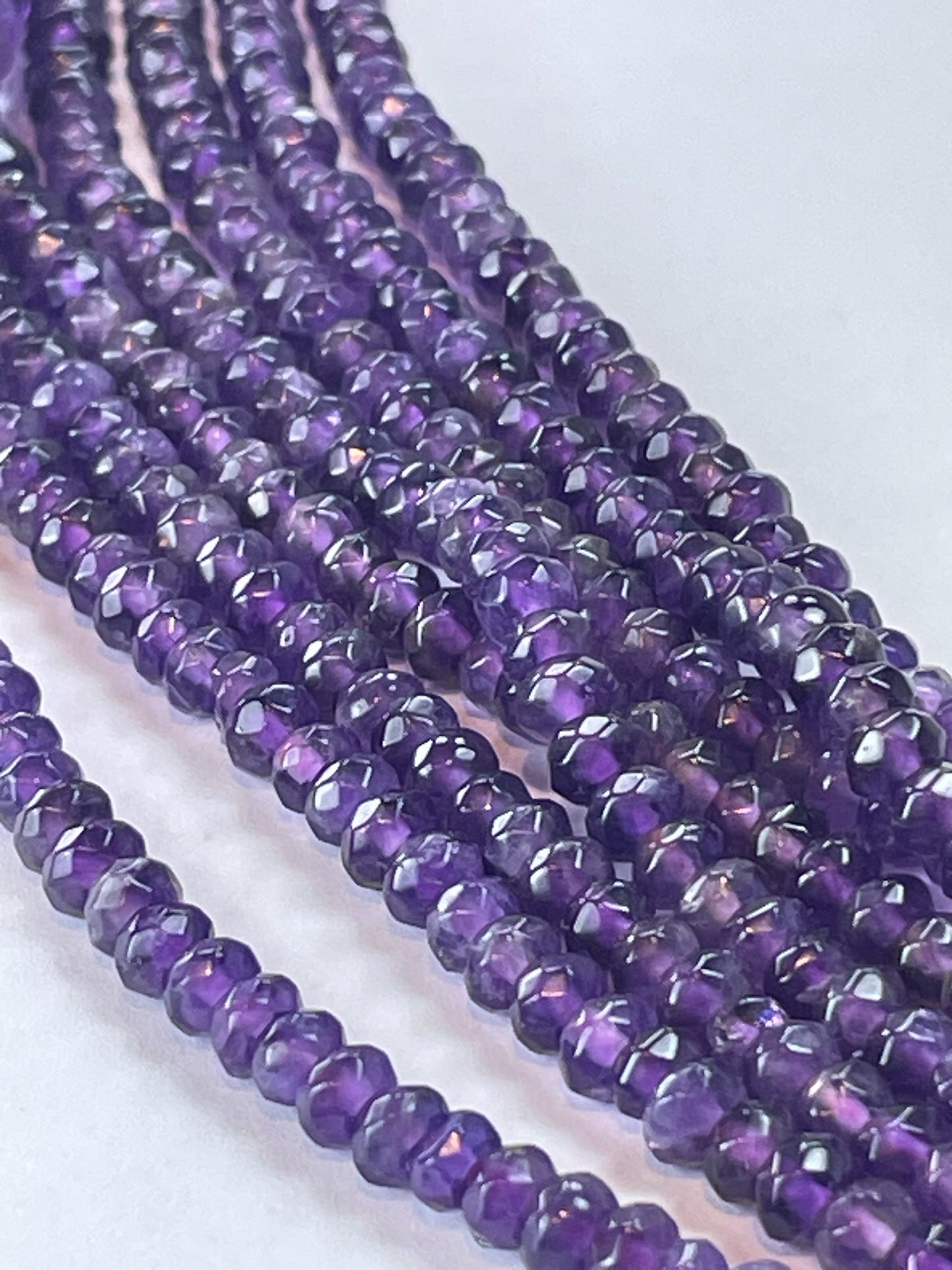 Amethyst Faceted Rondelles, 2x4mm, 16" Strand