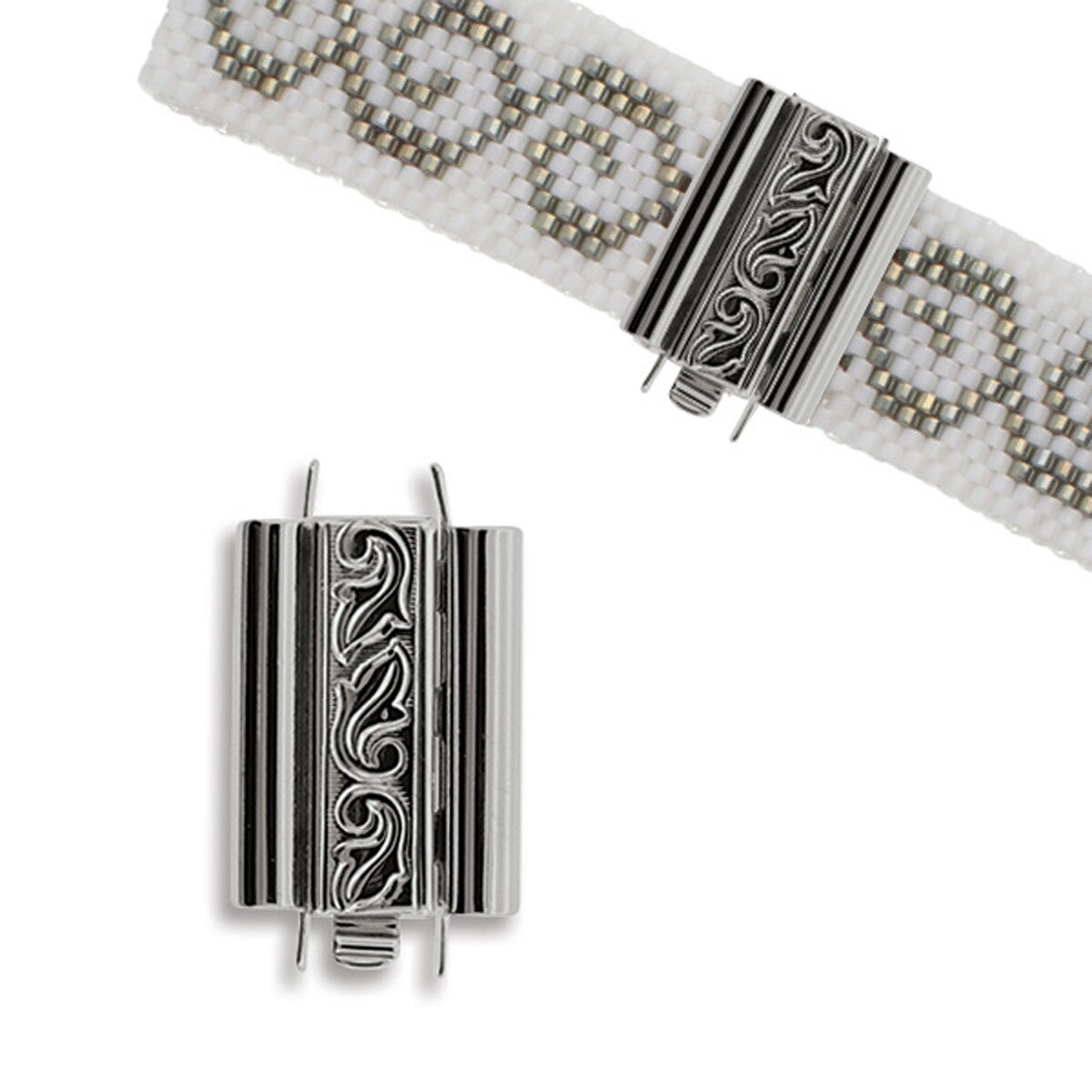 Beadslide Silver Plated Swirl 10x18mm, Each