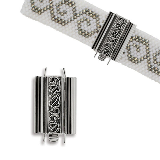Beadslide Silver Plated Swirl 10x18mm, Each