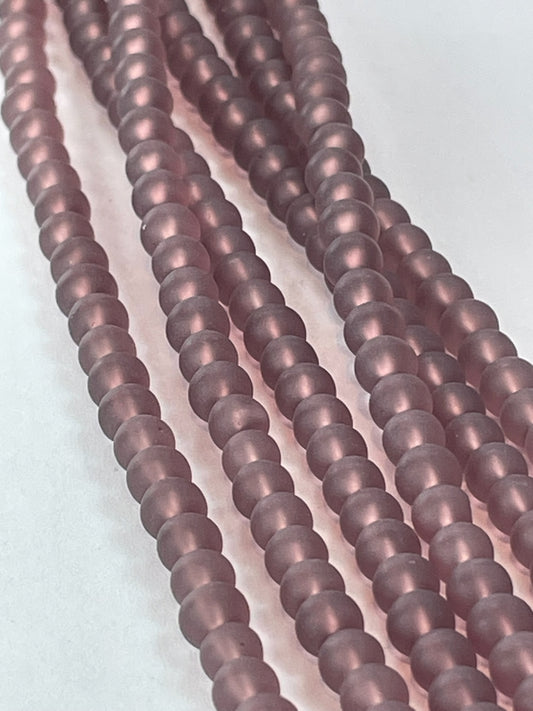 Rec Amethyst Matte, 4mm, 16" Strand